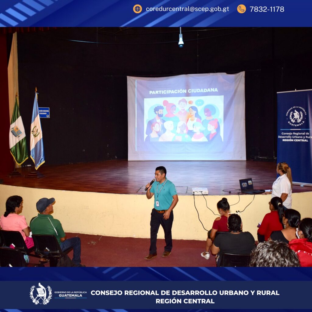 Módulo de capacitaciones en el departamento de Escuintla con participación de representantes y miembros de COCODES a nivel Departamental.