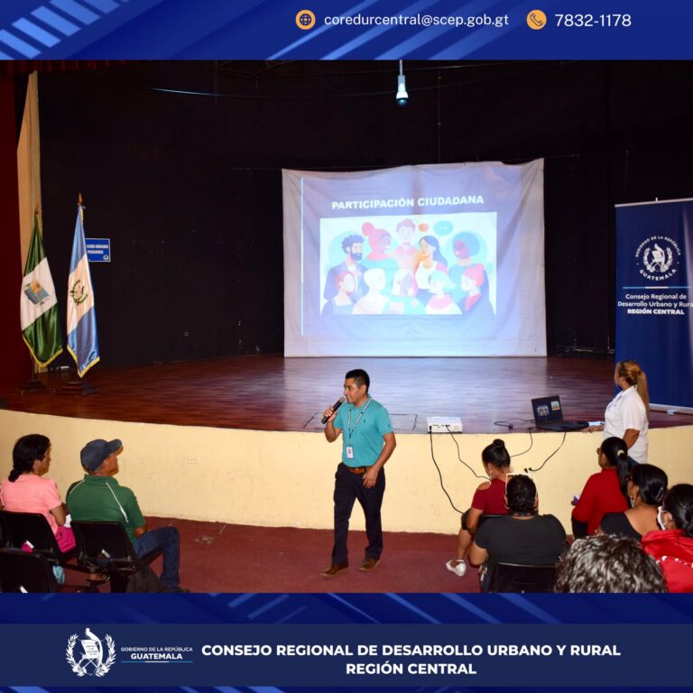 Módulo de capacitaciones en el departamento de Escuintla con participación de representantes y miembros de COCODES a nivel Departamental.